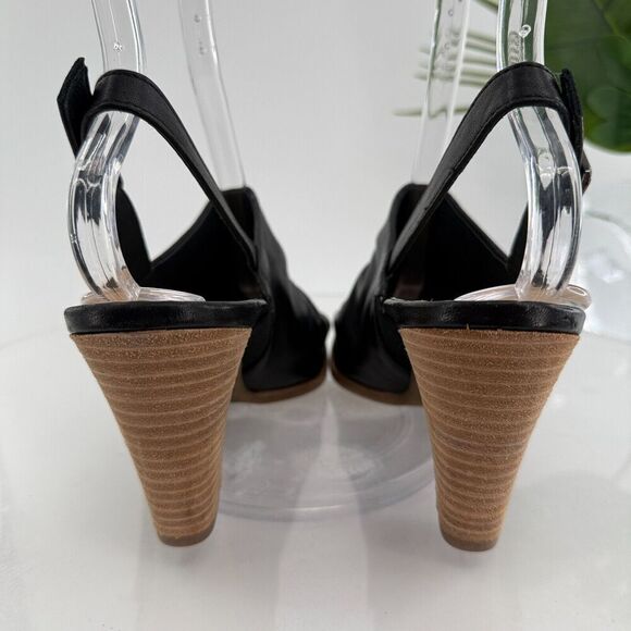 Paul Green Raquel Sandal Womens 10 Black Leather Open Toe Bootie Slingback - Picture 7 of 16